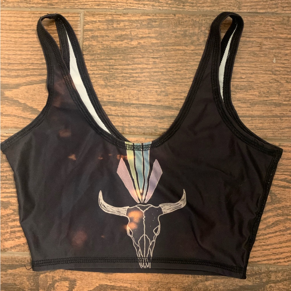 Cow skull Teeki sports bra/crop top 🖤